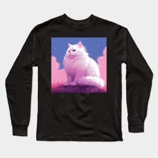 Fluffy Clouds on Paws: The Delight of White Cat Fur Long Sleeve T-Shirt